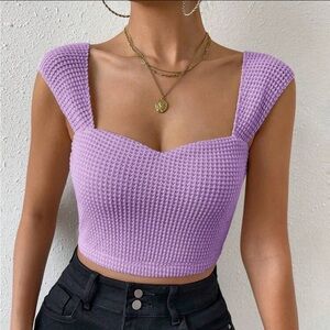 SHEIN Essnce Solid Sweetheart Neck Crop Top, size 4 (small), lilac
